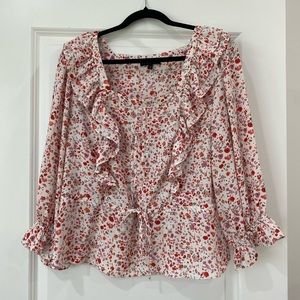 New Eclair floral long sleeve blouse with ruffle details